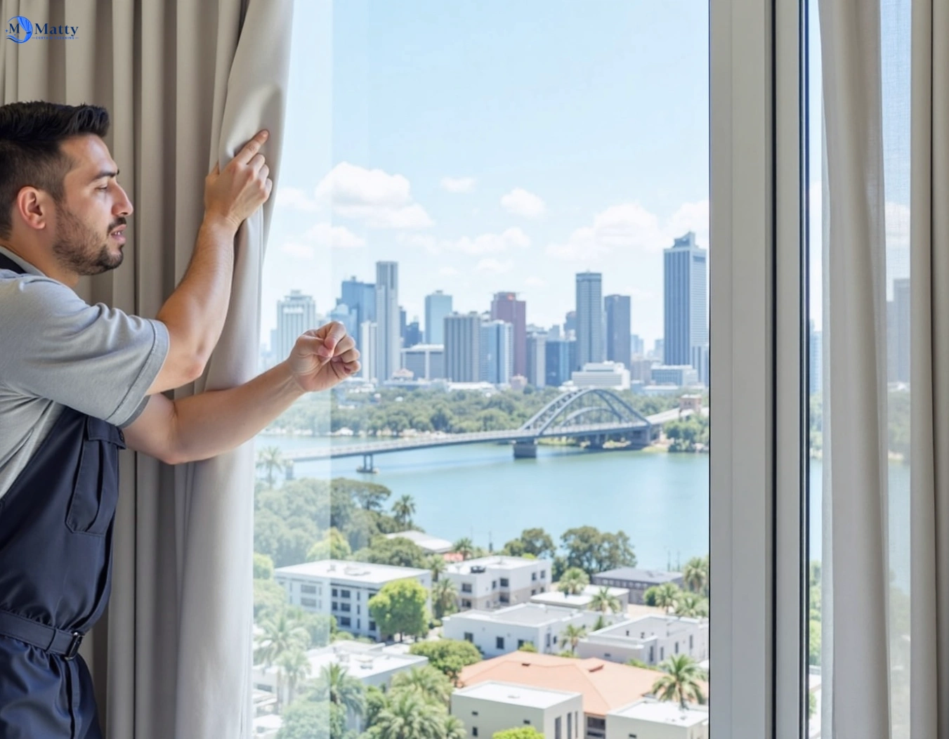 Professional curtain steam cleaning service highland-park QLD by Matty Curtain Cleaning
